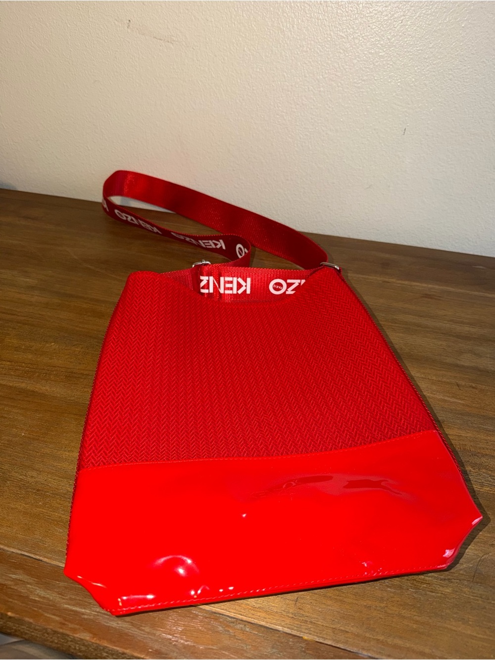 KENZO Bright Red Crossbody Bag with Logo Strap